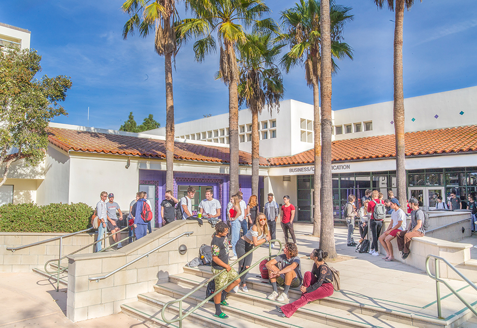 Business Building and Students